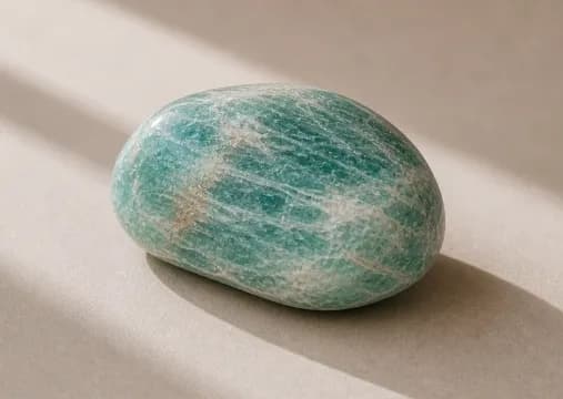 Tumbled amazonite in blue-green with white streaks