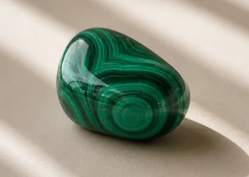 Polished malachite with concentric green banding