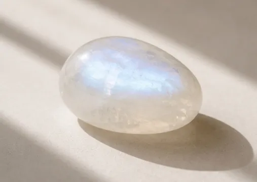 Polished moonstone with a milky blue sheen