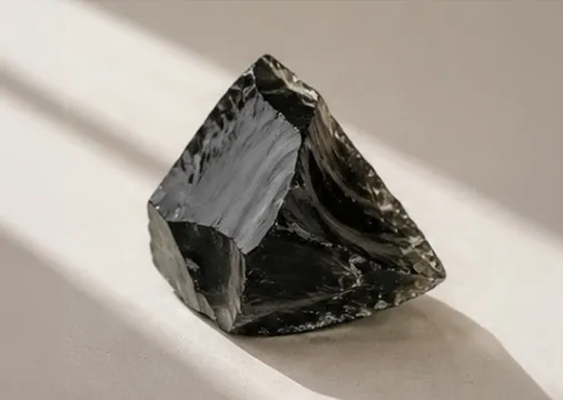 Angular obsidian piece in glossy black