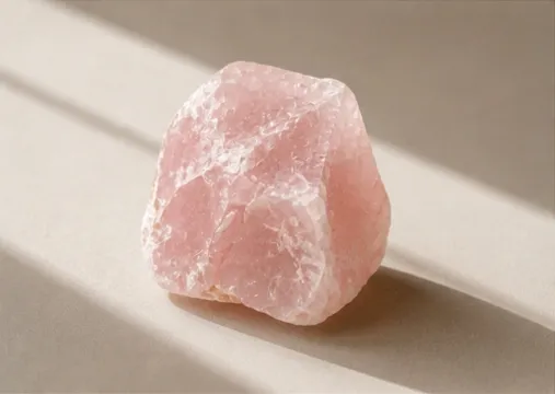 Rough rose quartz chunk in pale pink