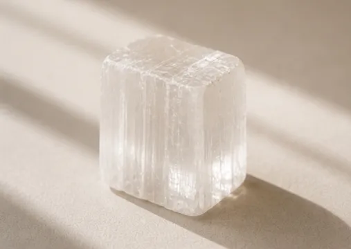 Selenite block, white and translucent