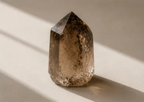 Smoky quartz point in translucent brown
