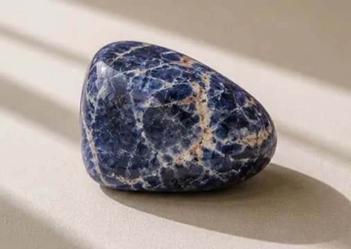 Tumbled sodalite in deep blue with white veins