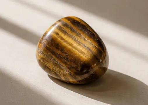 Tumbled tiger's eye with golden-brown banding