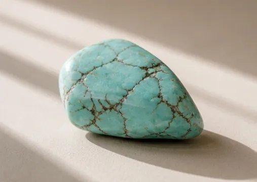 Tumbled turquoise with dark matrix veining